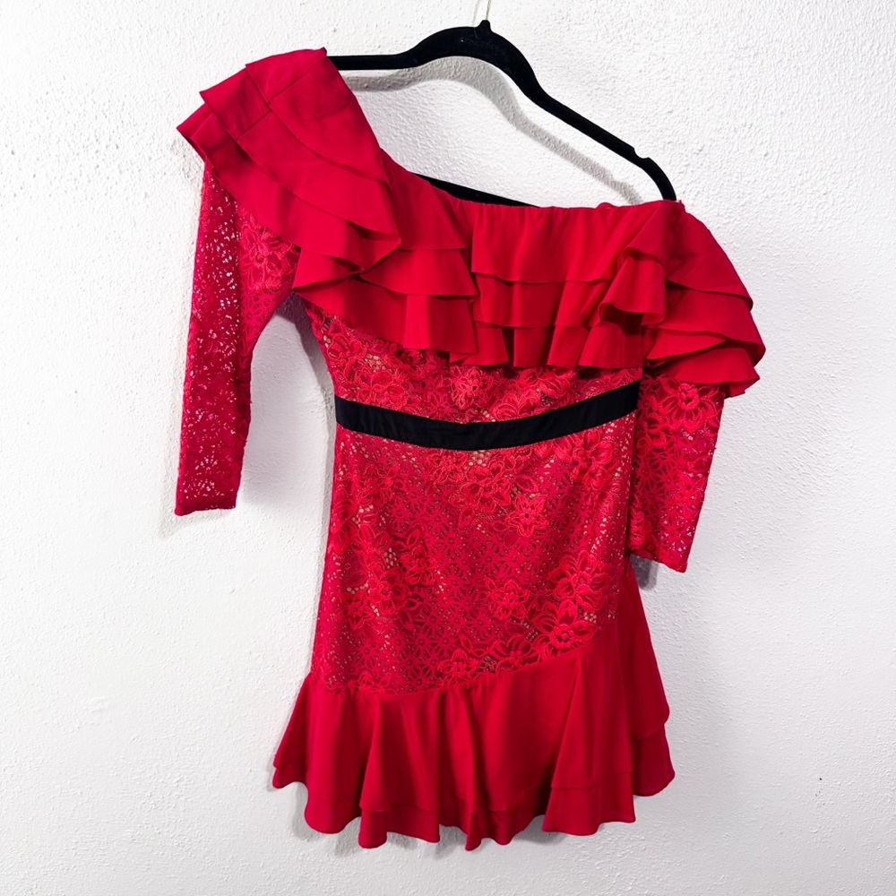 For Love And Lemons Chianti Red One Shoulder Dress small